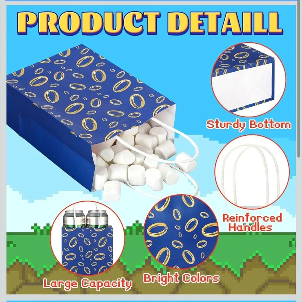Sonic Gold Rings Goodie Bags with Handles